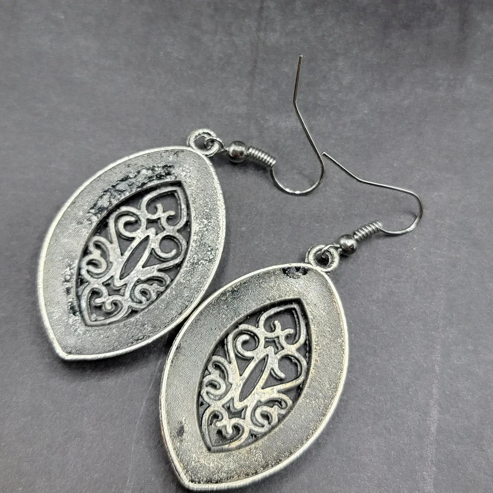Filigree Drop Earrings Marquise